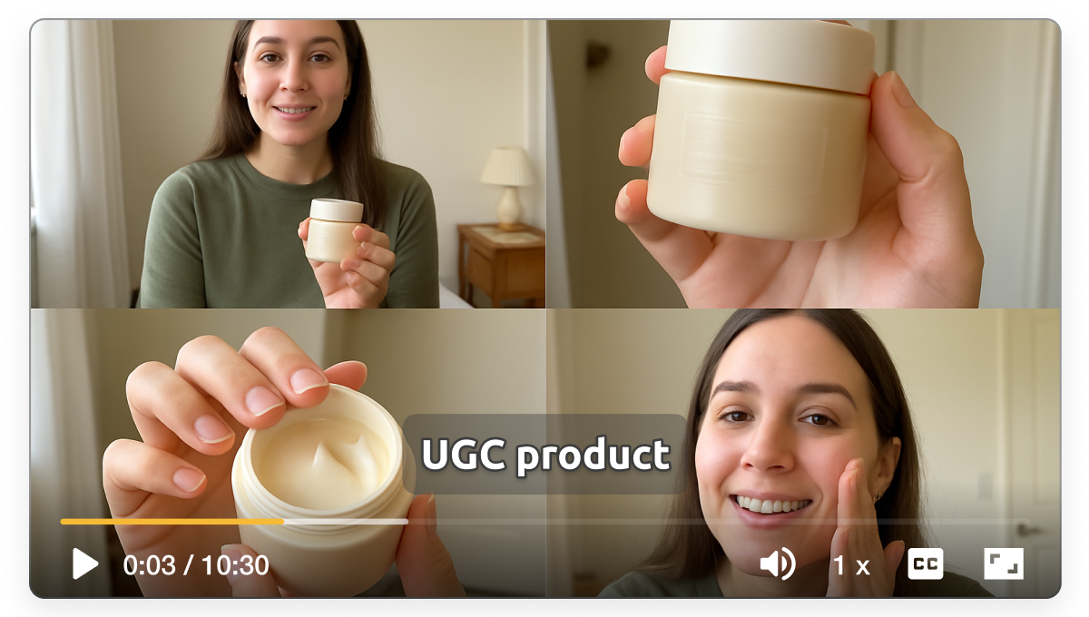 UGC product review compilation video created in Visla showing customers reviewing products with authentic testimonials